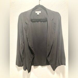 Coldwater Creek Black Silk Open Front Lightweight Blazer